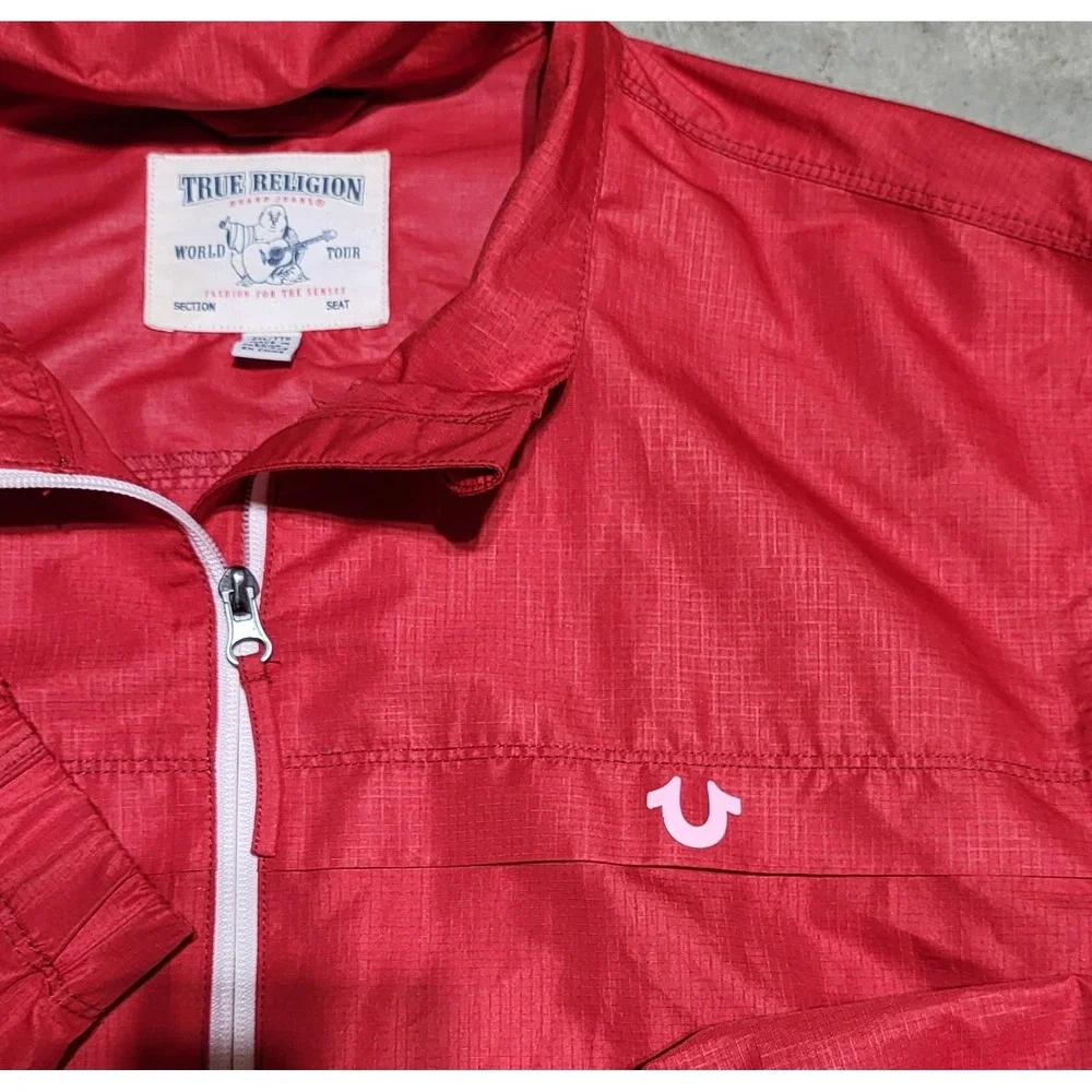 Mens True Religion Full Zip Track Jacket Size 2XL / TTG Red ~Zip Pockets